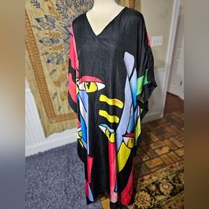 Gypsie Blue Abstract Picasso Kaftan One Size
